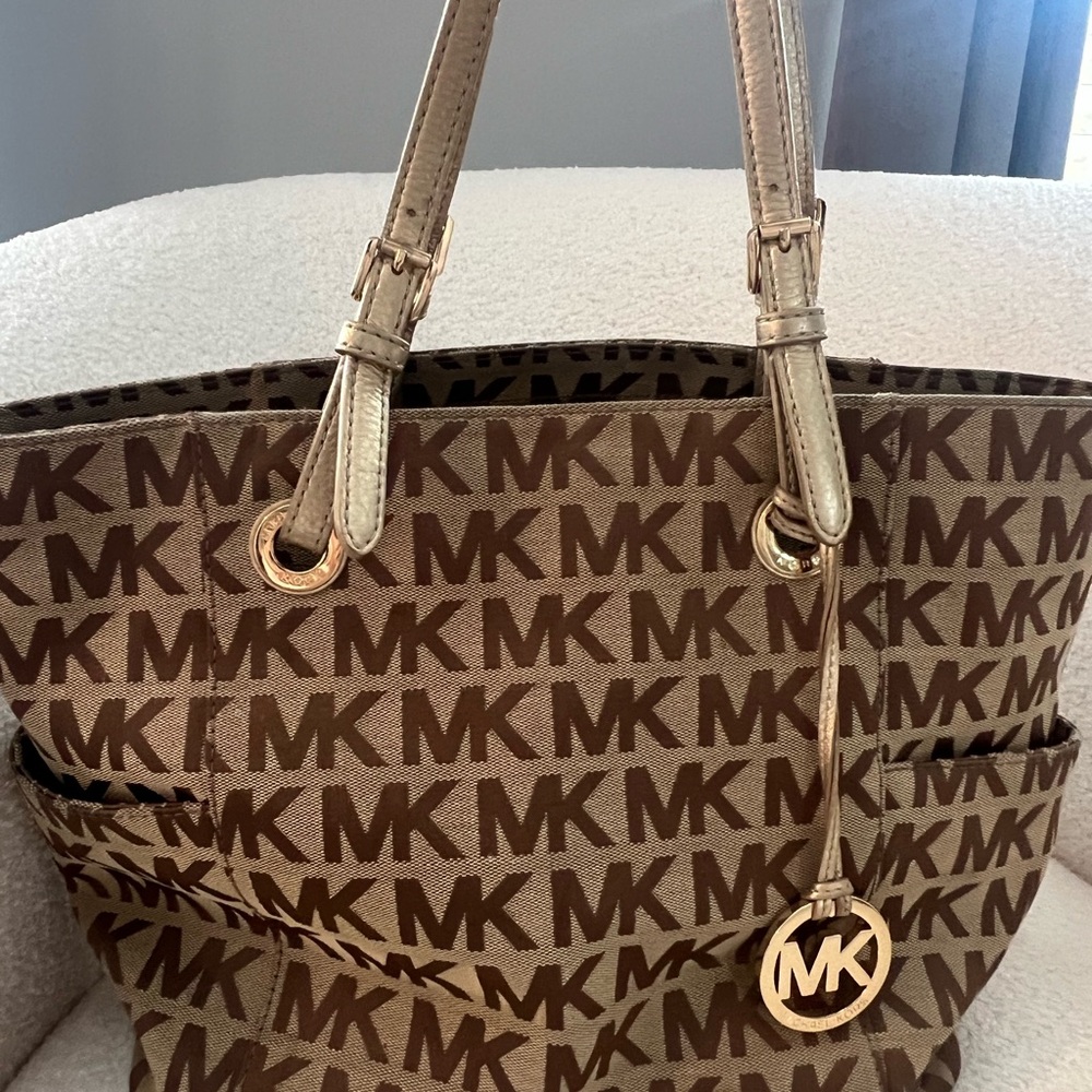 Michael Kors Monogram Brown and Gold Tote